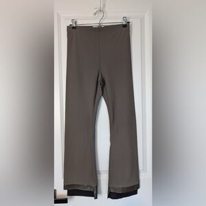Elaine Kim Women's Olga Cropped Flare Pant Vegan Leather Trim Size Medium